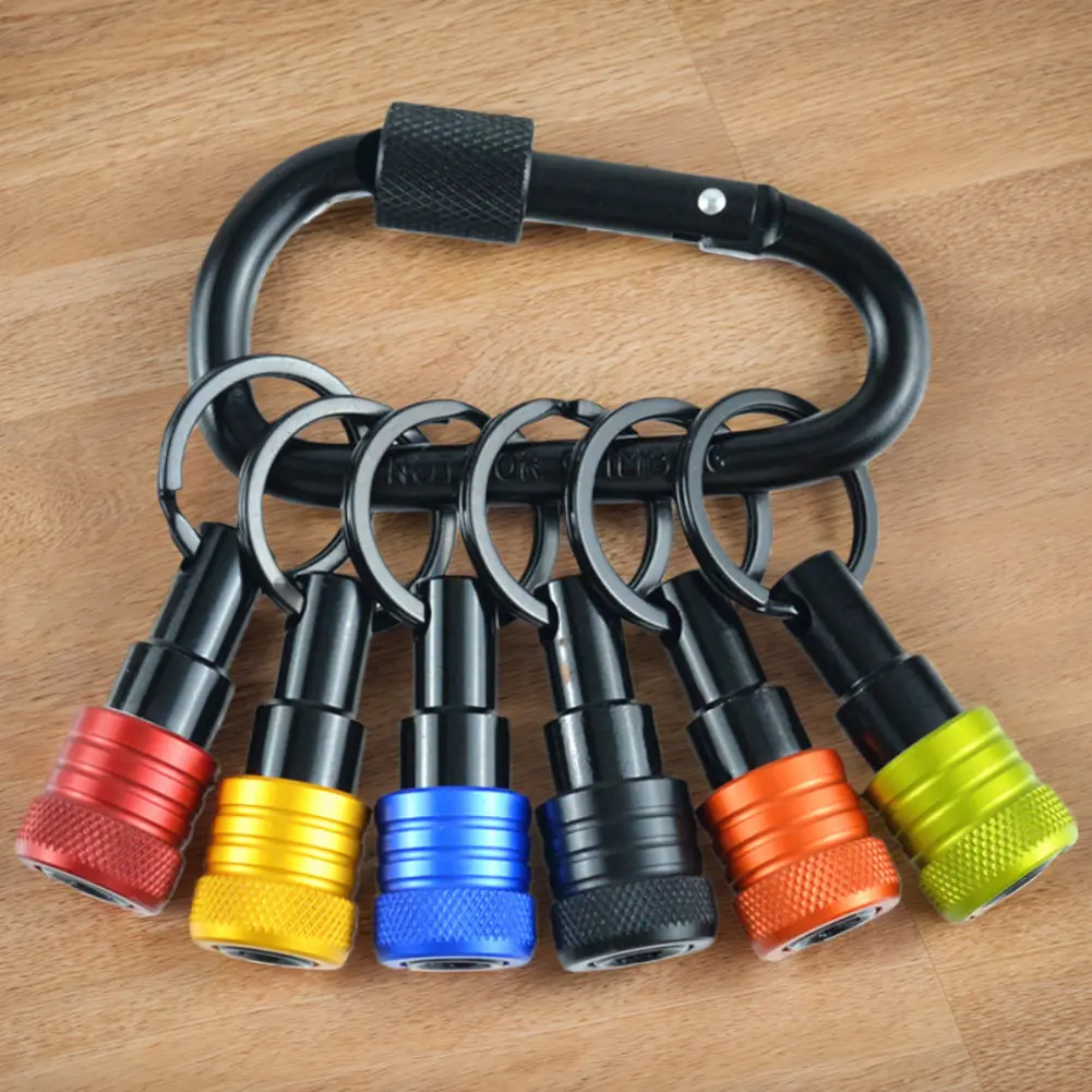 6pcs/Set 1/4 Inch Hexagonal Shank Screwdriver Bits Holder Keychain Quick-change Extension Bar Screwdriver Head Holder Small Tool