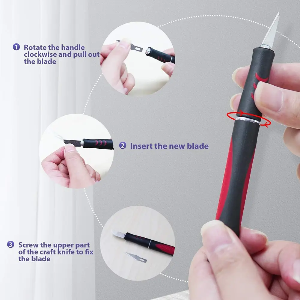 18Pcs Craft Knife Anti-Slip Handle Hobby Knife Scalpel Craft Knife Set Carving Knife Set for Art Modeling Scrapbooking Sculpture