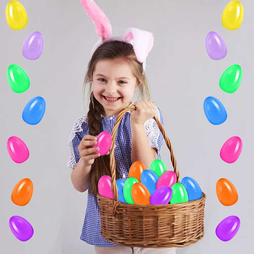 200/100pcs Easter Egg Twisted Opening Eggshell Waterproof Gift Packing Box Reusable Empty Bright Eggshell for 2025 Spring Easter