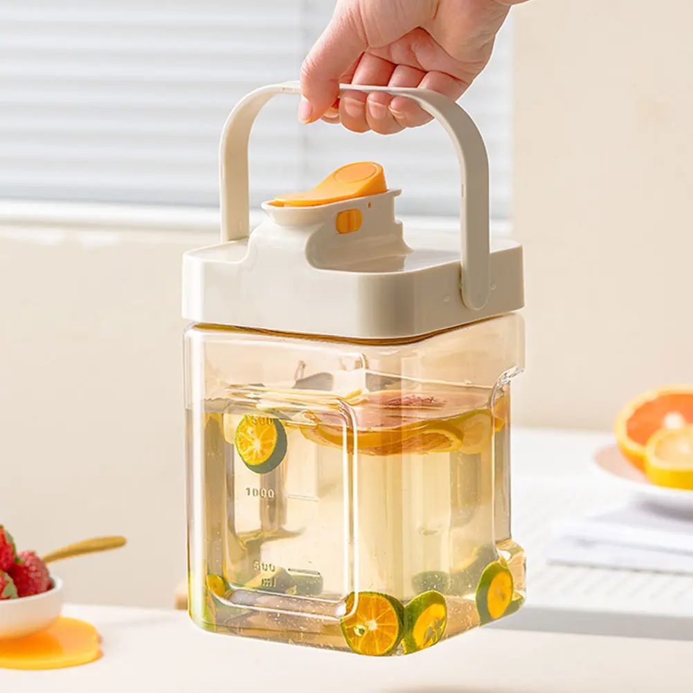 2.3L Portable Plastic Drink Dispenser with Spigot Refrigerator Cold Water Pitcher Beverage Liquid Drink Container