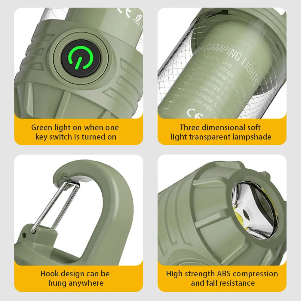 Super Bright Flashlight USB Charging Powerful Handheld Flashlight Waterproof Outdoor Emergency Light 1200mAh for Outdoor Hiking