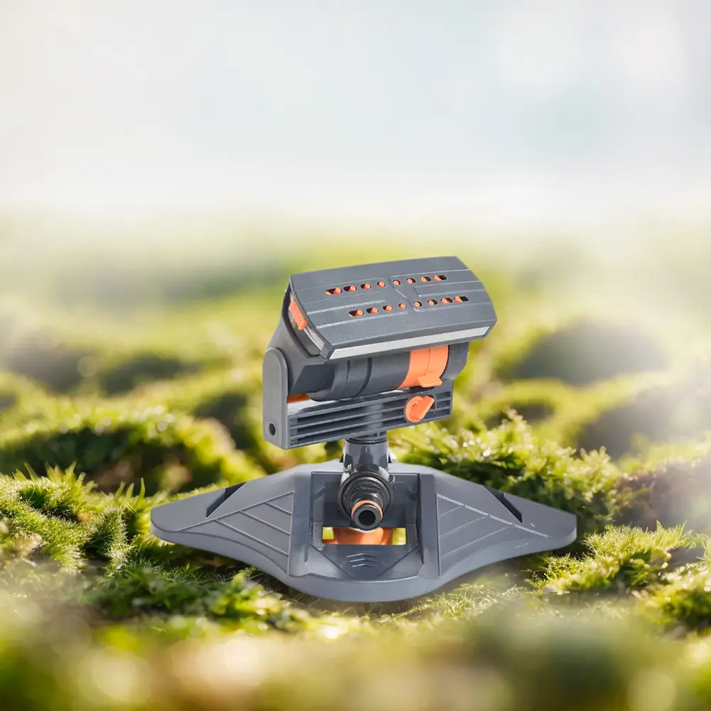 Mini Oscillating Sprinkler Adjustable Automatic Garden Sprinkler 16 Holes Rotating Lawn Sprinkler for Outdoor Yard Garden