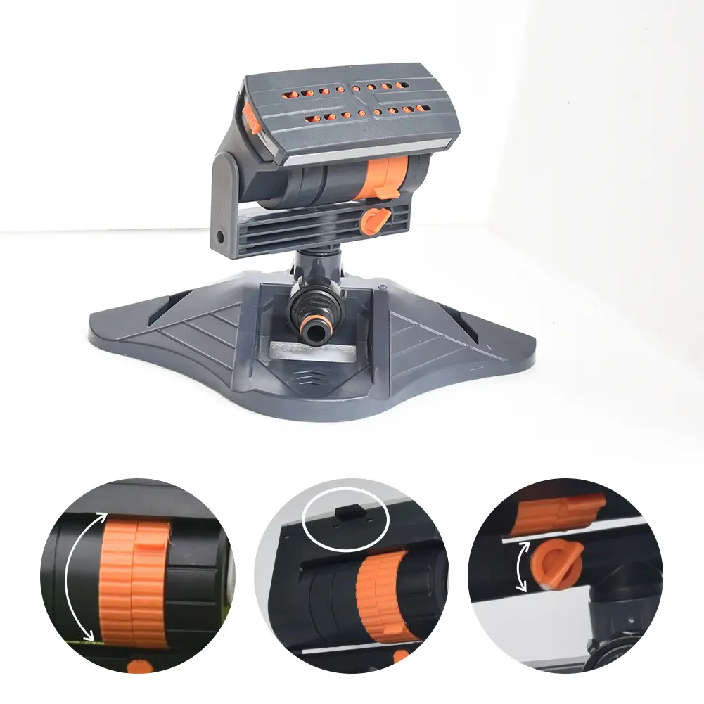 Mini Oscillating Sprinkler Adjustable Automatic Garden Sprinkler 16 Holes Rotating Lawn Sprinkler for Outdoor Yard Garden