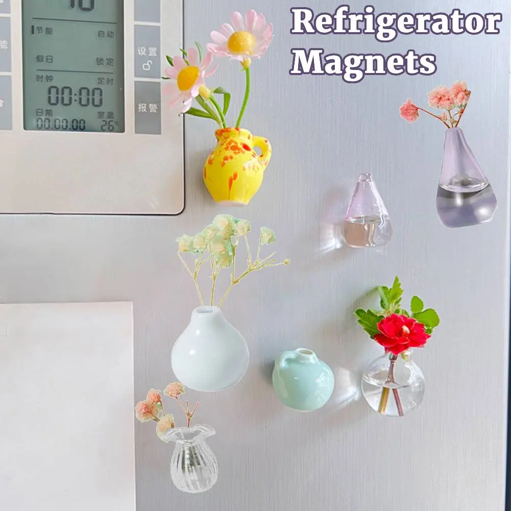 New Refrigerator Magnets Mini Ceramic Vase Design DIY Fridge Magnets Refrigerator Stickers for Refrigerator Decor Kitchen Office