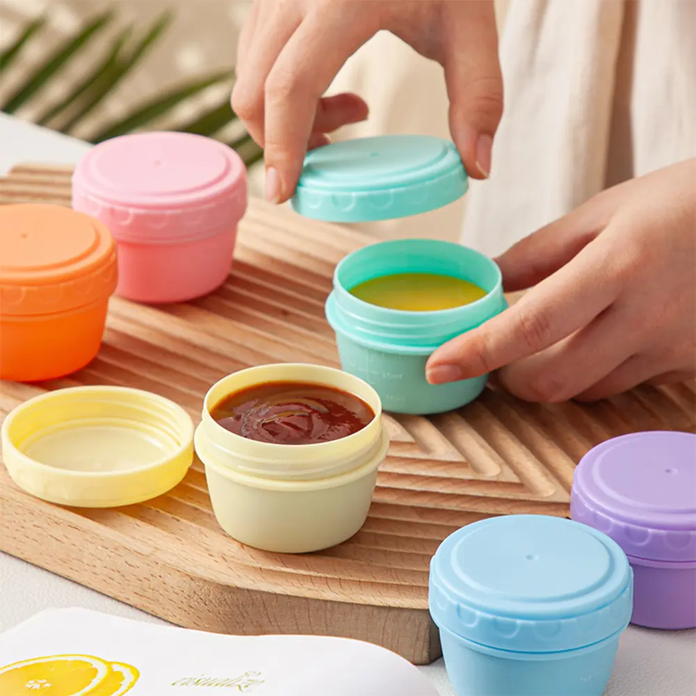 4/5/6Pcs Sauce Cup 50ML Plastic Salad Dressing Container Reusable Food Storage Box with with Leakproof Lid Home Kitchen Supplies