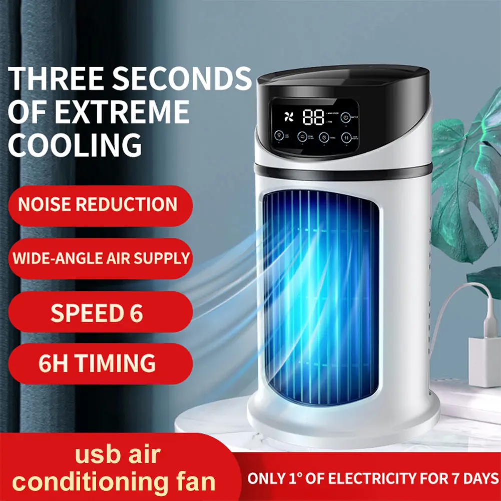 Air Conditioner 3 in 1 Personal Quiet Table Fan 6 Speeds Options Circulation Wind Air Cooler Desktop Fan for Office Bedroom Desk