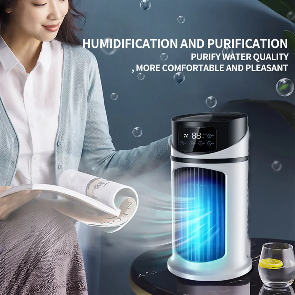 Air Conditioner 3 in 1 Personal Quiet Table Fan 6 Speeds Options Circulation Wind Air Cooler Desktop Fan for Office Bedroom Desk