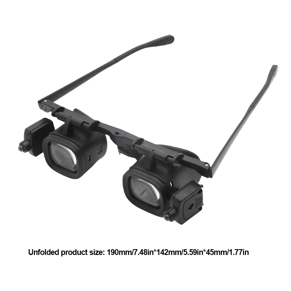 Magnifying Glasses with 2 LED Lights and 6 Detachable Lenses Illuminated Magnifier Glasses for Jewelry Appraisal Watch Repair