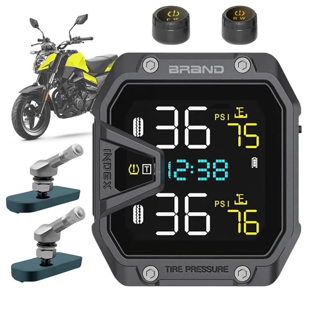 Motorcycle Tire Pressure Monitoring Alarm System LCD Display Wireless Tire Pressure Monitoring System for Two Wheeled Motorcycle