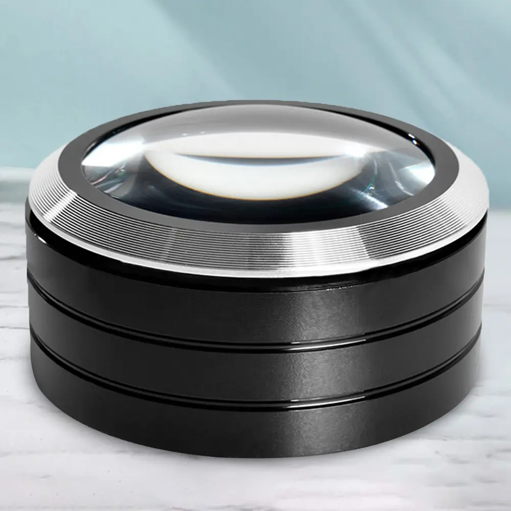 Illumination Paperweight Magnifier Dome Desktop Magnifying Glass 70mm Optical Glass Lens Reading Magnifier for Map Coin