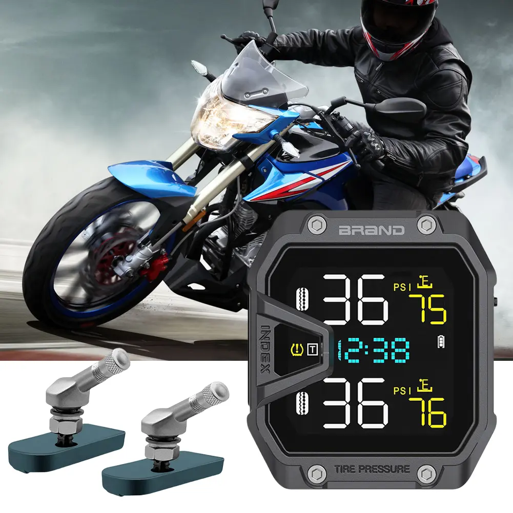 Motorcycle Tire Pressure Monitoring Alarm System LCD Display Wireless Tire Pressure Monitoring System for Two Wheeled Motorcycle