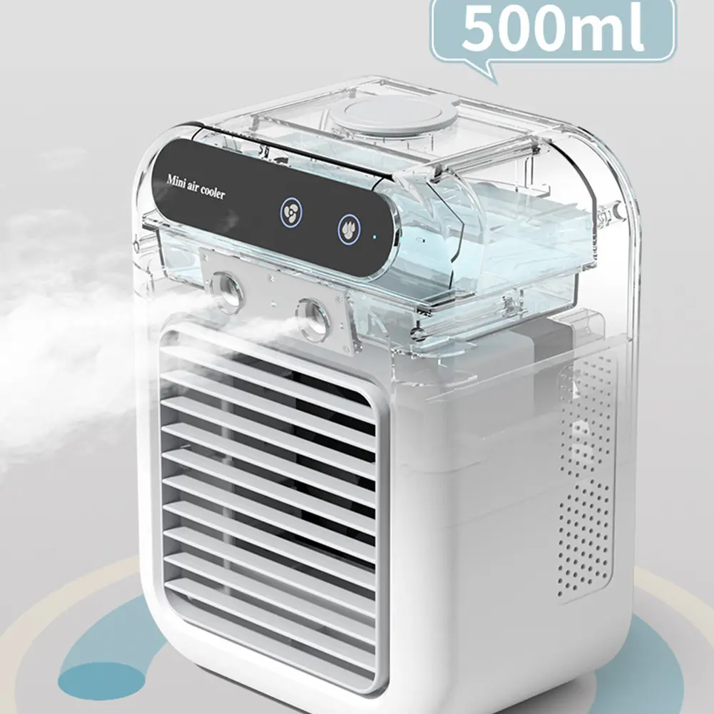 Portable Air Cooler Household Mini Air Conditioner Fan 500ML Air Cooling Fan Portable Tower Fan Home Office Deskt Fan Humidifier