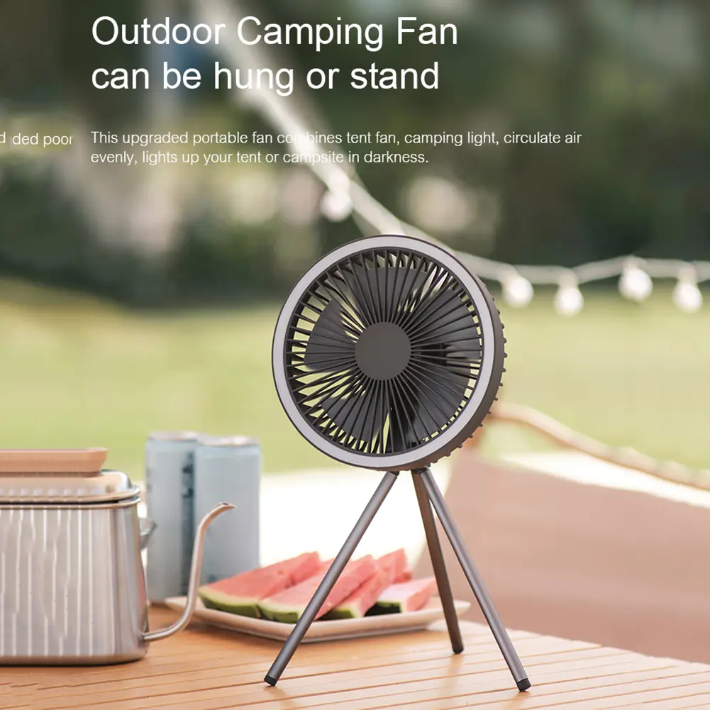 10000mAh Outdoor Camping Fan with Power Bank LED Lighting Circulator Desktop Fan 3 Modes Portable Electric Fan for Home Office