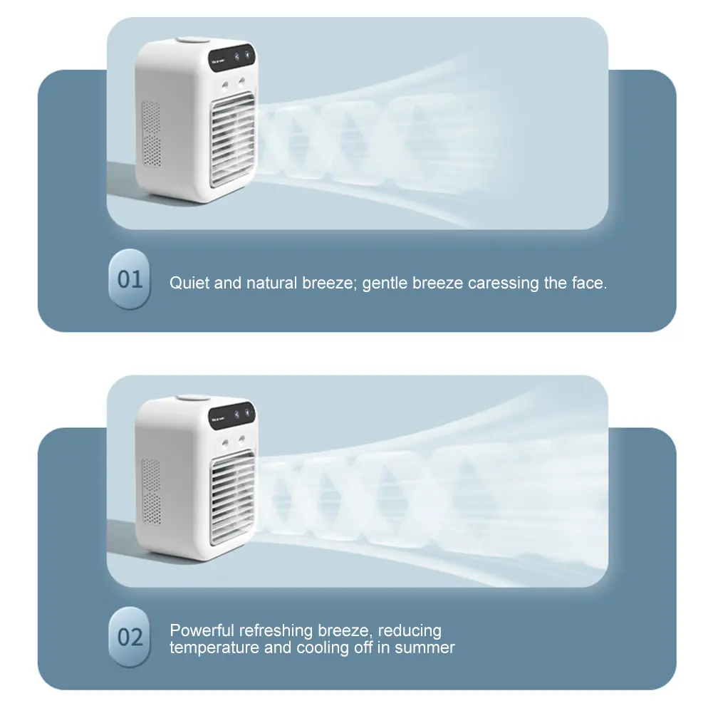 Portable Air Cooler Household Mini Air Conditioner Fan 500ML Air Cooling Fan Portable Tower Fan Home Office Deskt Fan Humidifier