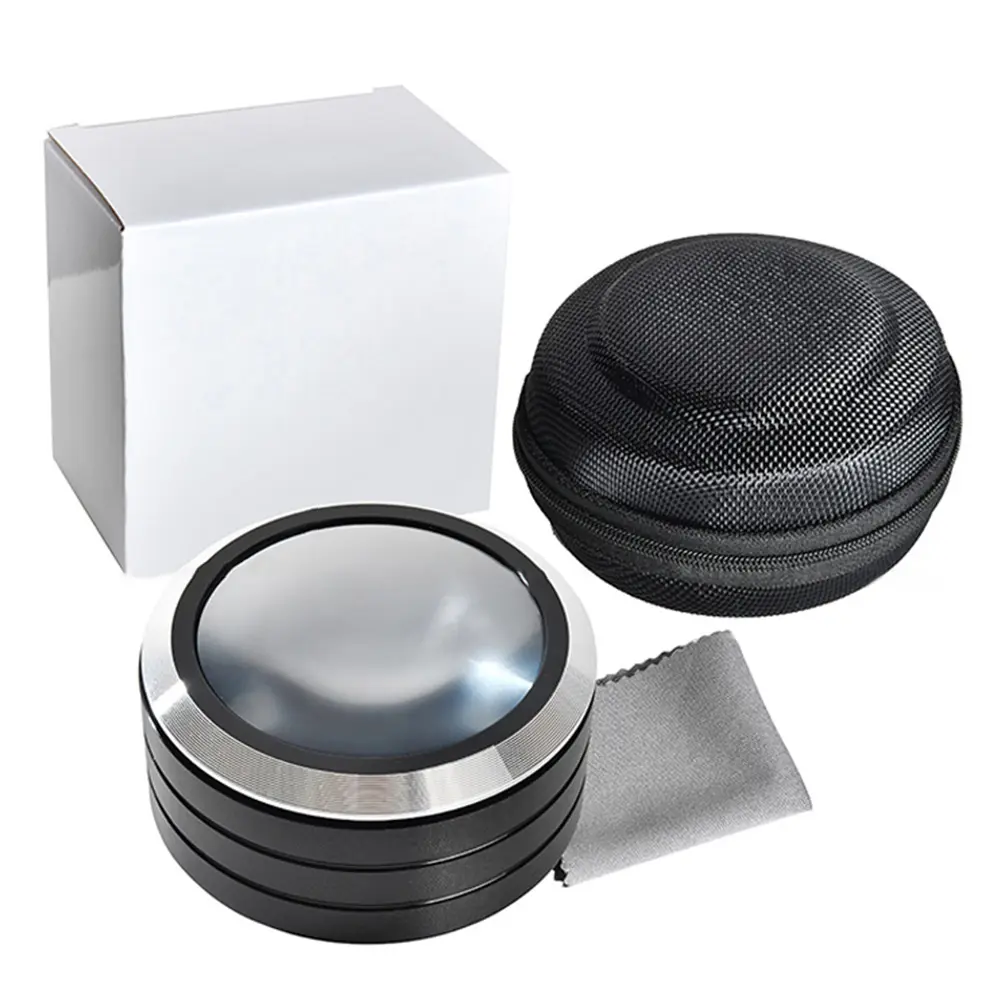 Illumination Paperweight Magnifier Dome Desktop Magnifying Glass 70mm Optical Glass Lens Reading Magnifier for Map Coin