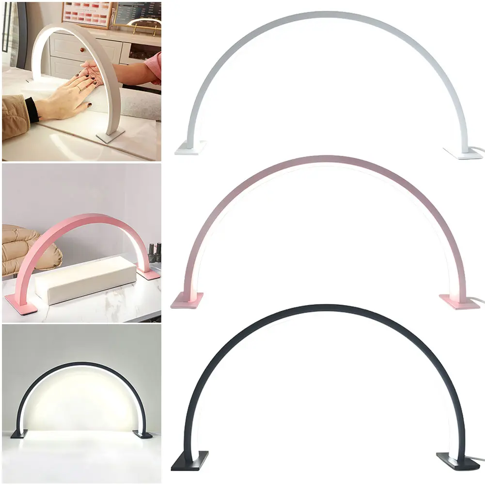 Half Moon Light for Nail Desk with 3 Color Modes Nail Desk Lamp Fill Light for Nail Tattoos Eyebrows Beauty