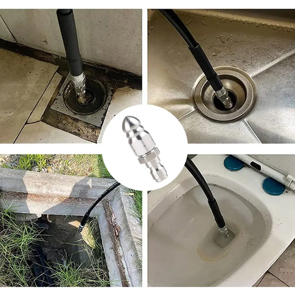 2 PCS Pressure Washer Sewer Jetter Nozzle 1/4inch Quickly Connector Sewer Jet Hose Nozzle for Heavy Dirty