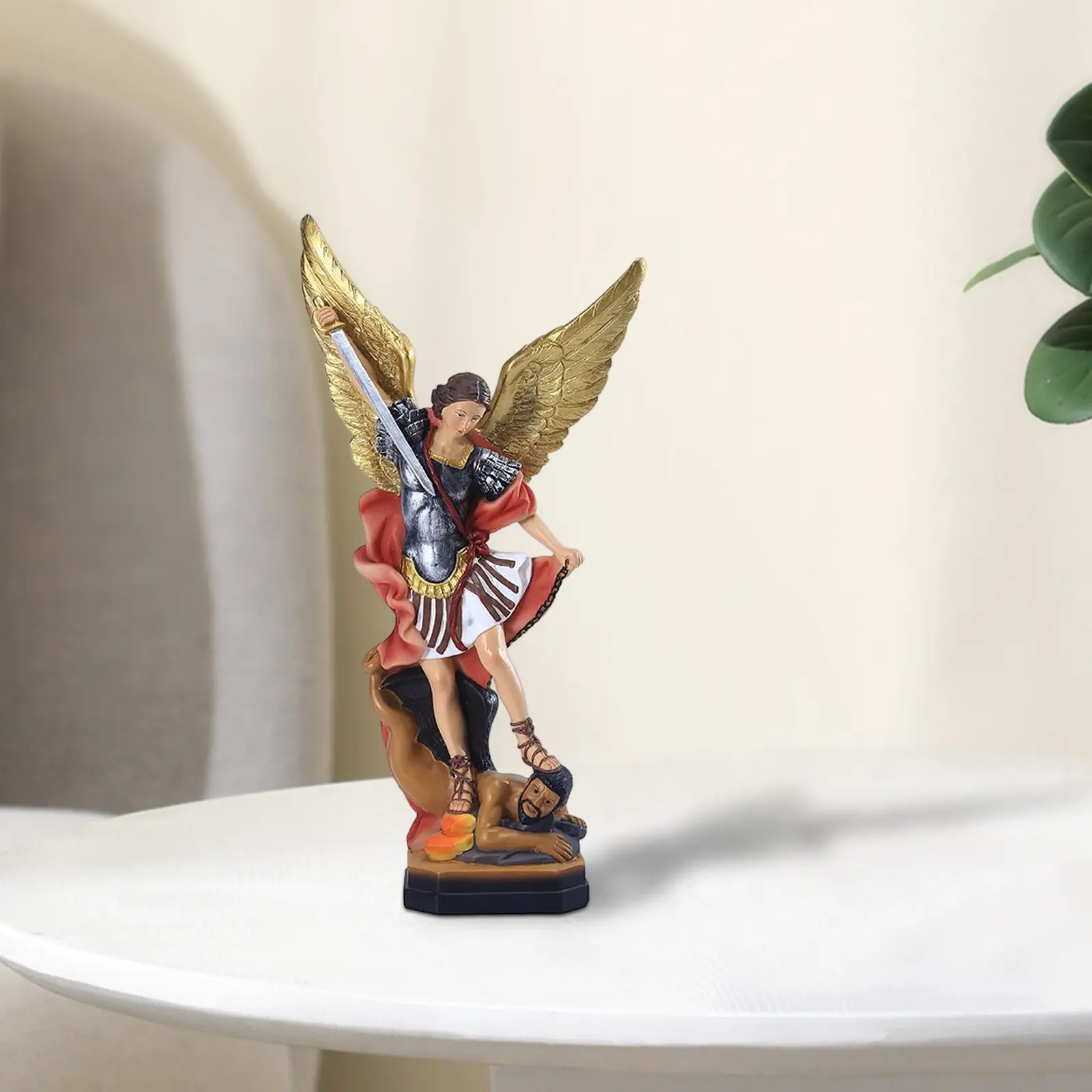 Resin Angel Killing Demon God Statue Desktop Ornament Angel Demon Battle Statue Handicrafts Christmas Gift Home Decor for Party