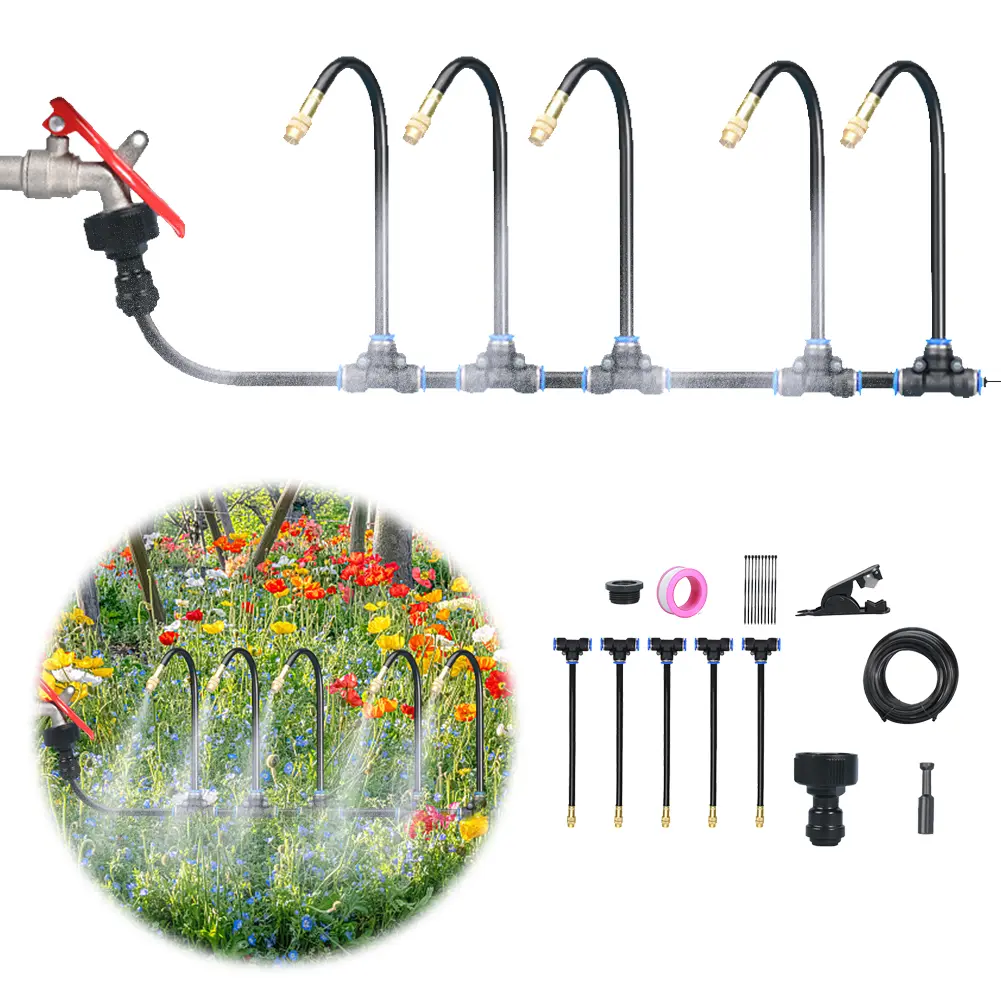 5-20M Automatic Garden Irrigation Misting System 360-degree Bending Dropper Drip Irrigation Kit Garden Watering Hose Set Device