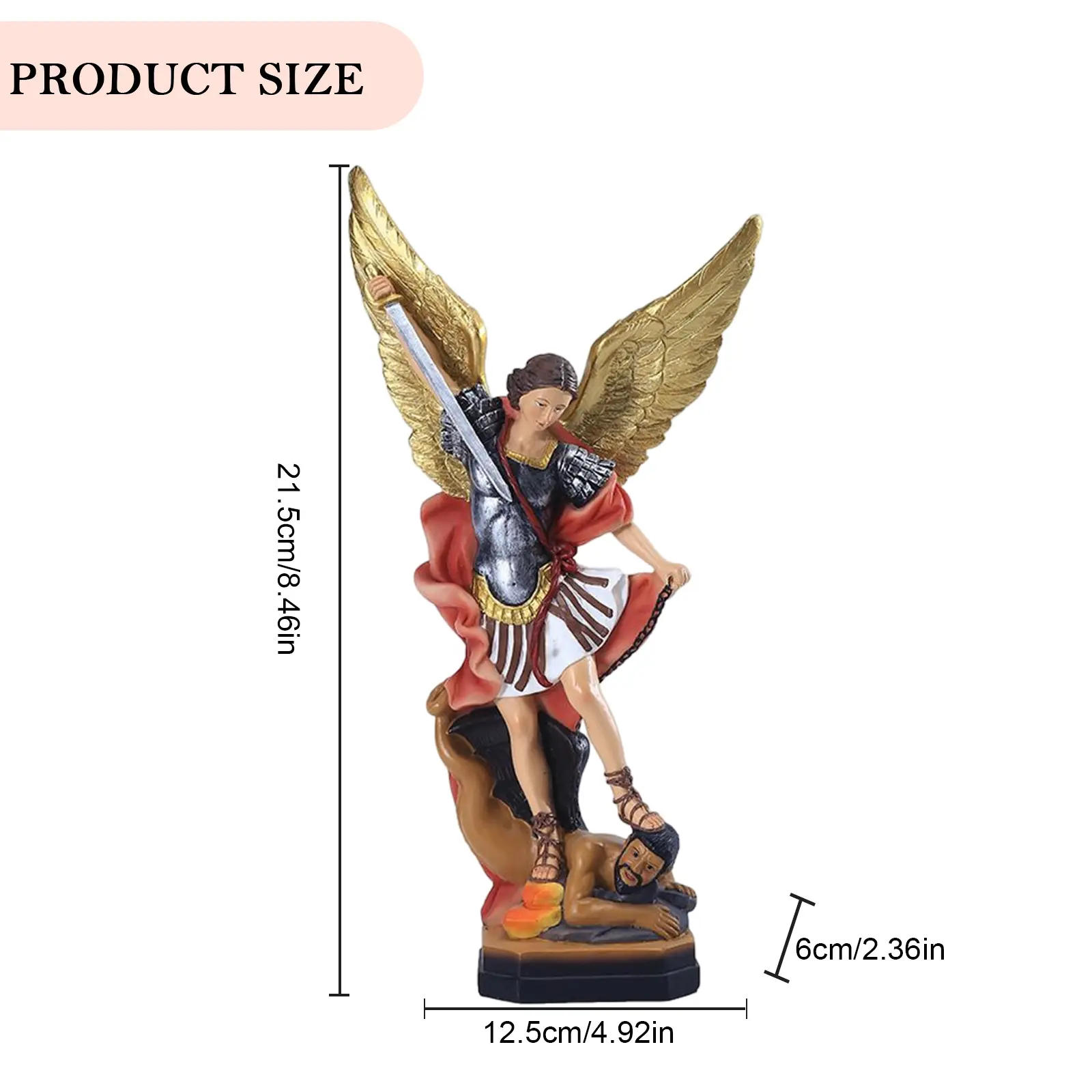 Resin Angel Killing Demon God Statue Desktop Ornament Angel Demon Battle Statue Handicrafts Christmas Gift Home Decor for Party