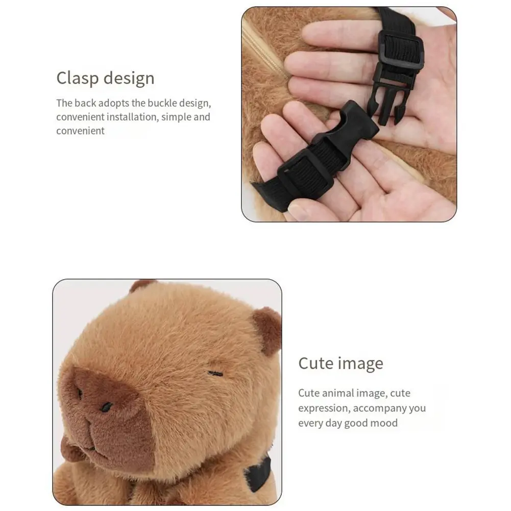 Cartoon Car Seat Back Paper Bag with Fix Strap Capybara Car Tissue Box Plush Cute Cartoon Car Tissue Box Car Portable Paper Case
