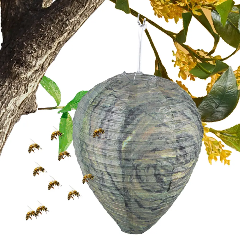 28x22cm Hanging Wasp Nest Decoy Garden Decorative Wasp Nest Outdoor Fake Wasp Nest Wasp Deterrent Lantern Yard Garden Supplies