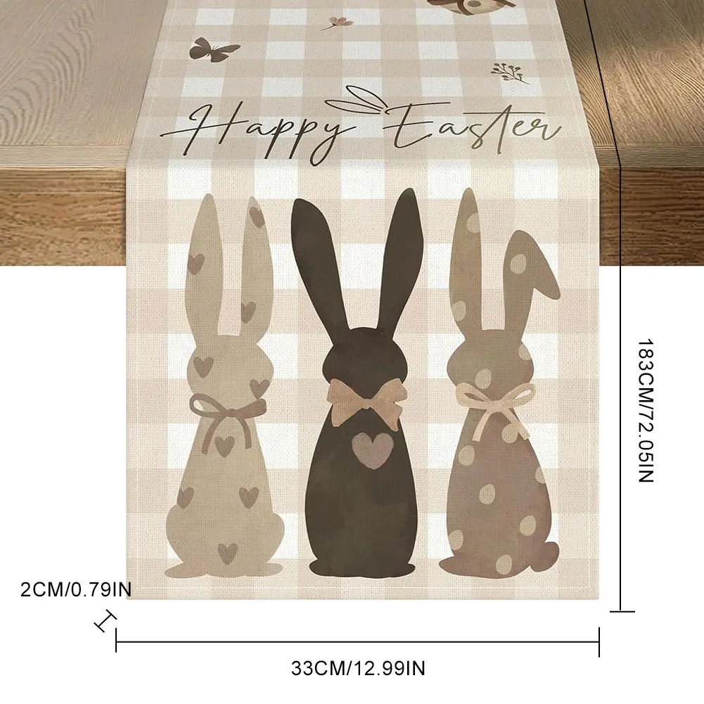 Easter Bunny Linen Table Runner Bunny Farmhouse Kitchen Dining Table Cloth Placemat Spring Table Runner Spring Easter Decoration