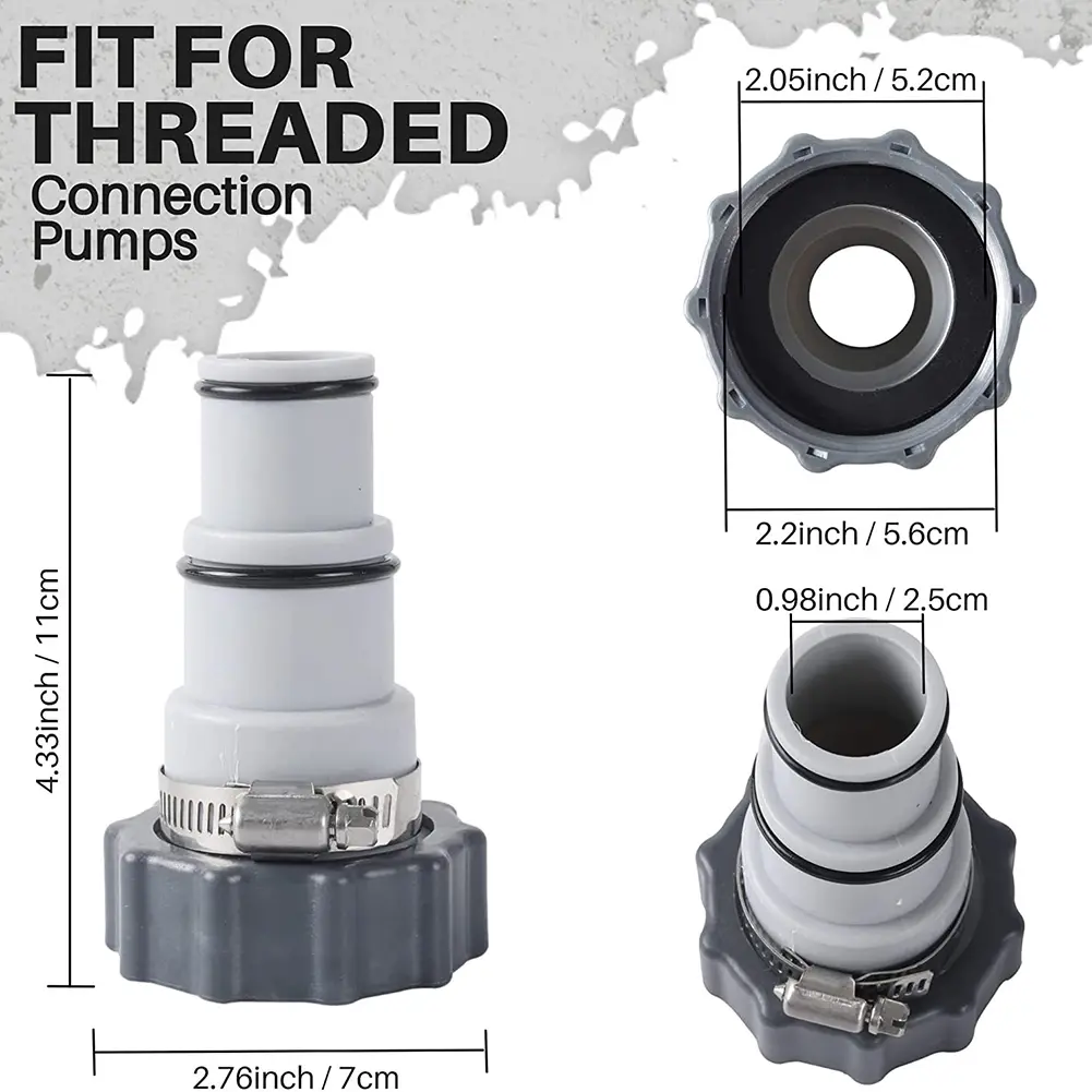 Replacement Hose Adapter Kits with Collars for Intex Threaded Connection Pumps Swimming Pool Parts Accessories