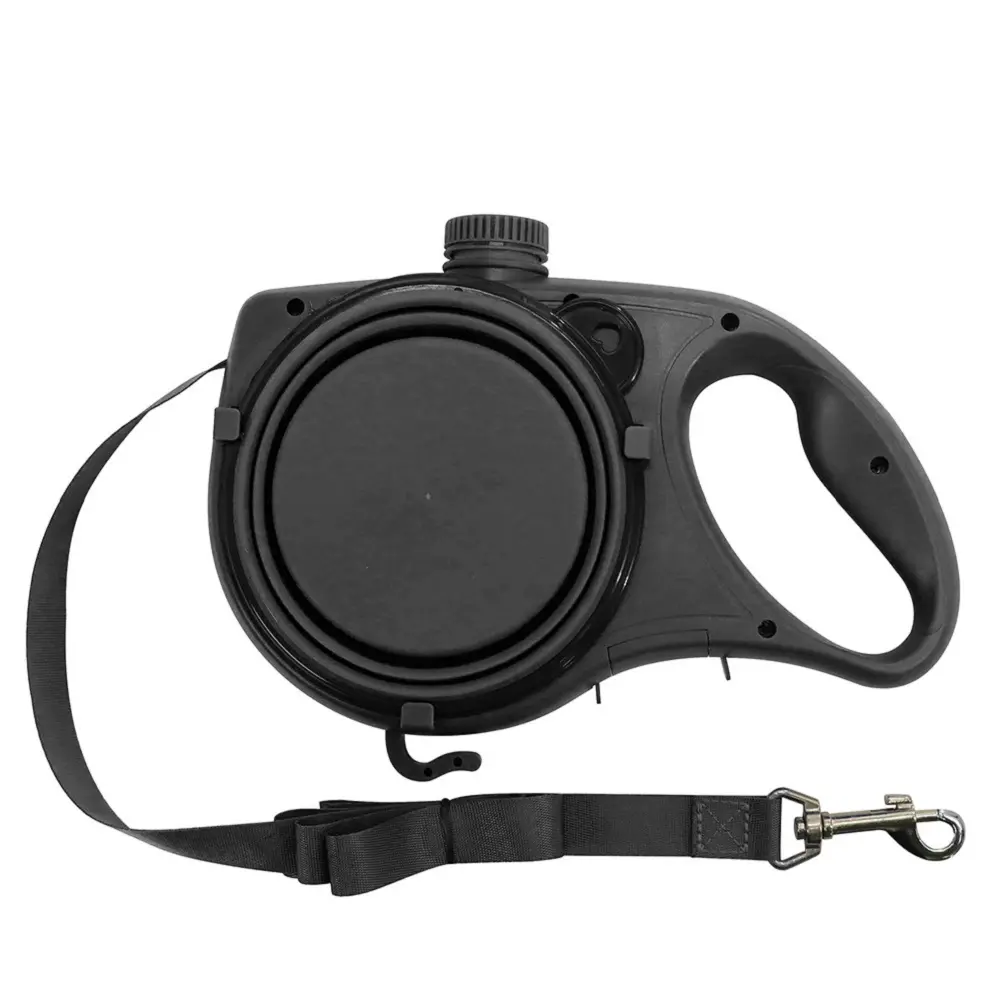 Three-In-One Outdoor Portable Pet Leash Retractable Dog Leash Dog Walking Leads with Water Bottle & Food Bowl for All age Dogs