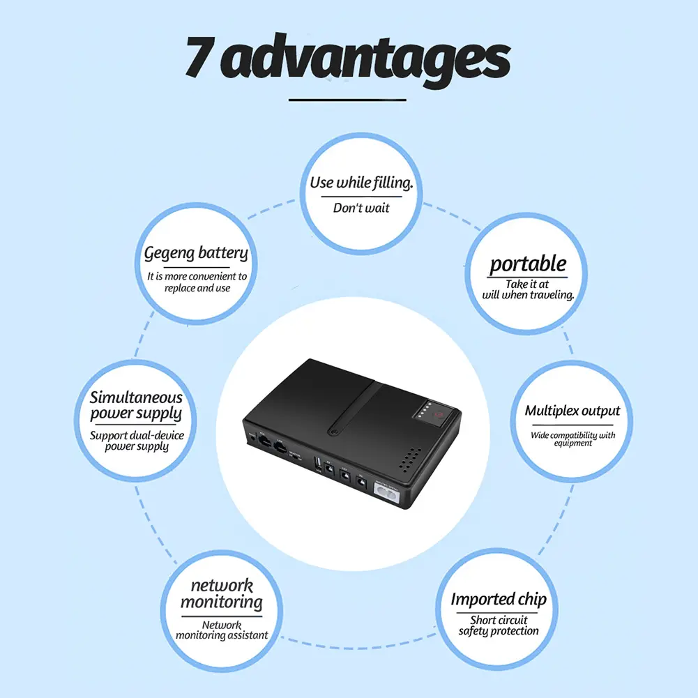 DC1018L Mini Portable UPS Uninterruptible Power Supply 5V 9V 12V Battery Backup Power Supply for WiFi Camera Router Speaker