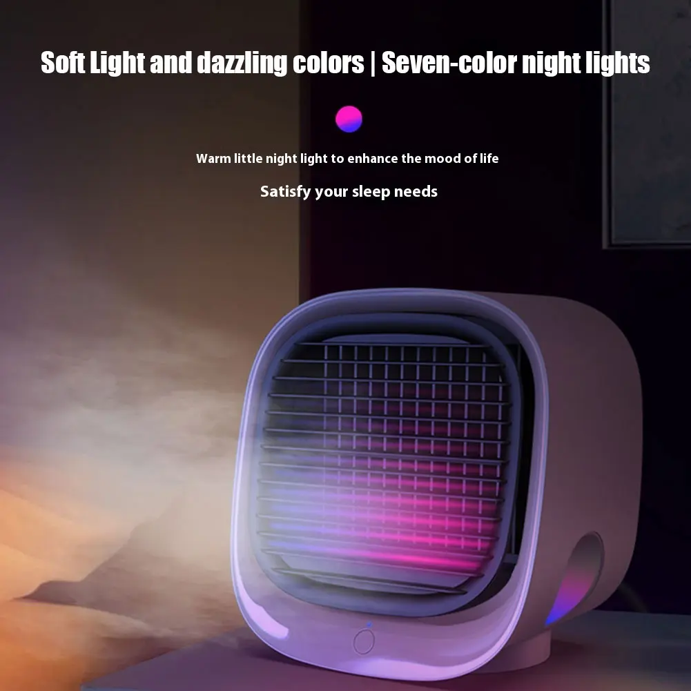 Air Conditioner Misting Fan Desktop Fan 3 Speeds Adjustable Circulation Wind Air Cooler with Night Ligh for Home Office Desktop