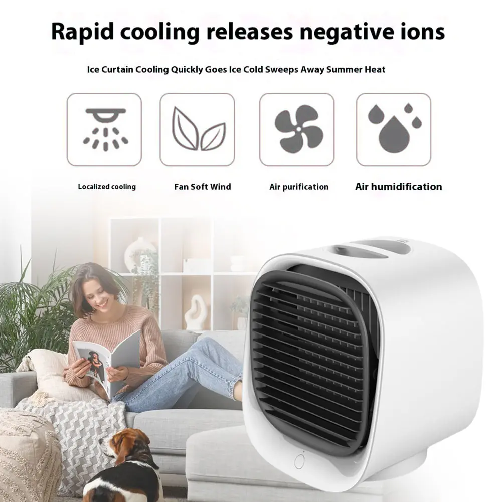 Air Conditioner Misting Fan Desktop Fan 3 Speeds Adjustable Circulation Wind Air Cooler with Night Ligh for Home Office Desktop