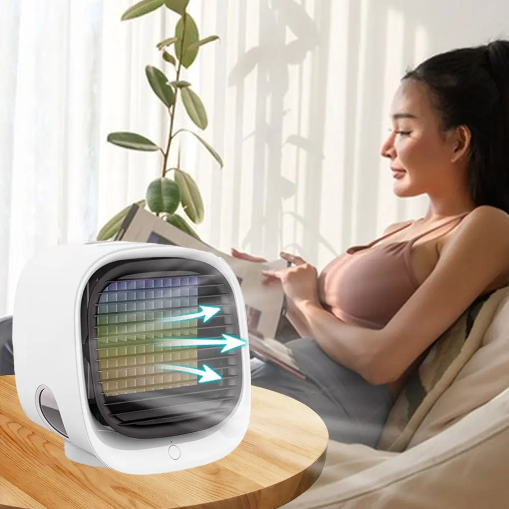 Air Conditioner Misting Fan Desktop Fan 3 Speeds Adjustable Circulation Wind Air Cooler with Night Ligh for Home Office Desktop