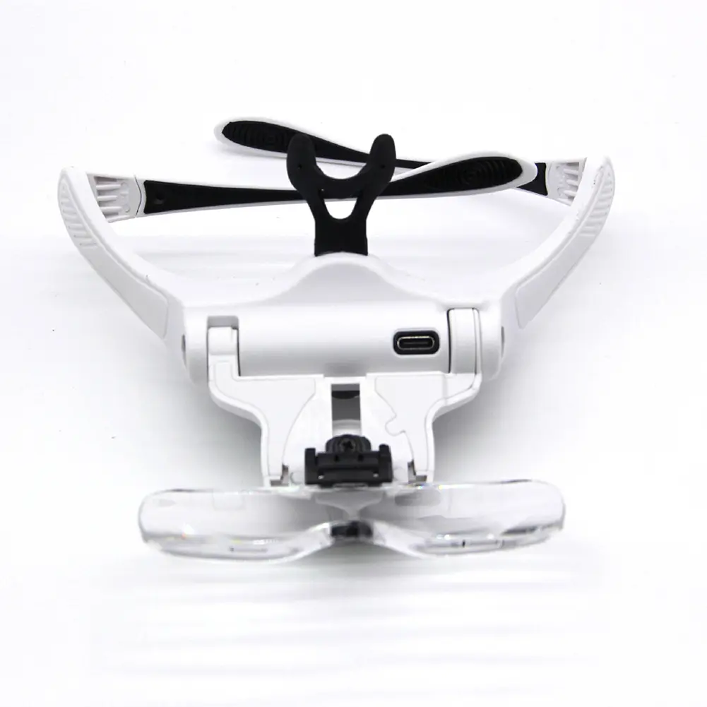 Head Mounted Maintenance Magnifying Glass Power Display LED Watch Repair Magnifier Large Capacity Battery Interchangeable Lenses