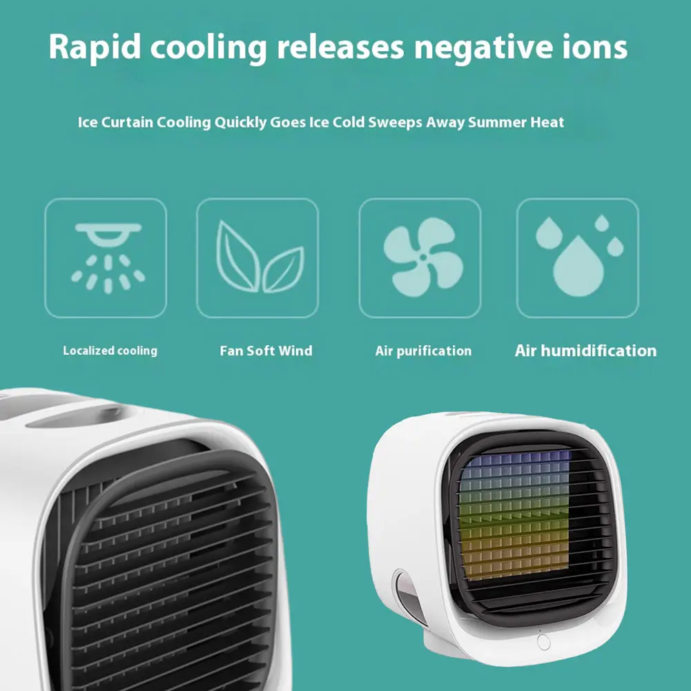 Air Conditioner Misting Fan Desktop Fan 3 Speeds Adjustable Circulation Wind Air Cooler with Night Ligh for Home Office Desktop