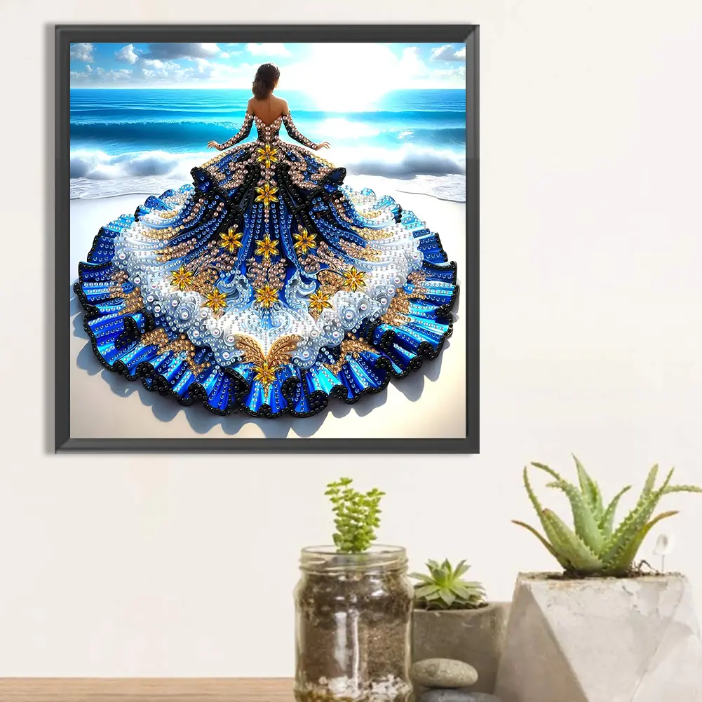 5D DIY Partial Special Shaped Drill Diamond Painting Kit Girl Decoration 30x30cm