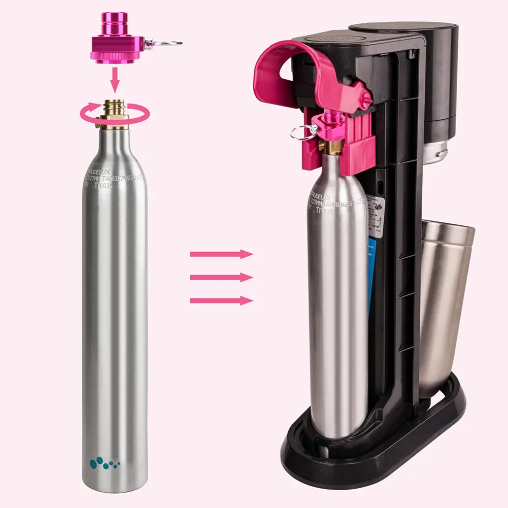 Soda Maker Adapter 60L CO2 Quick Connect Adapter 425g Cylinder Water Carbonator Adapter Compatible with E-Terra/Crystal 3.0 Gaia