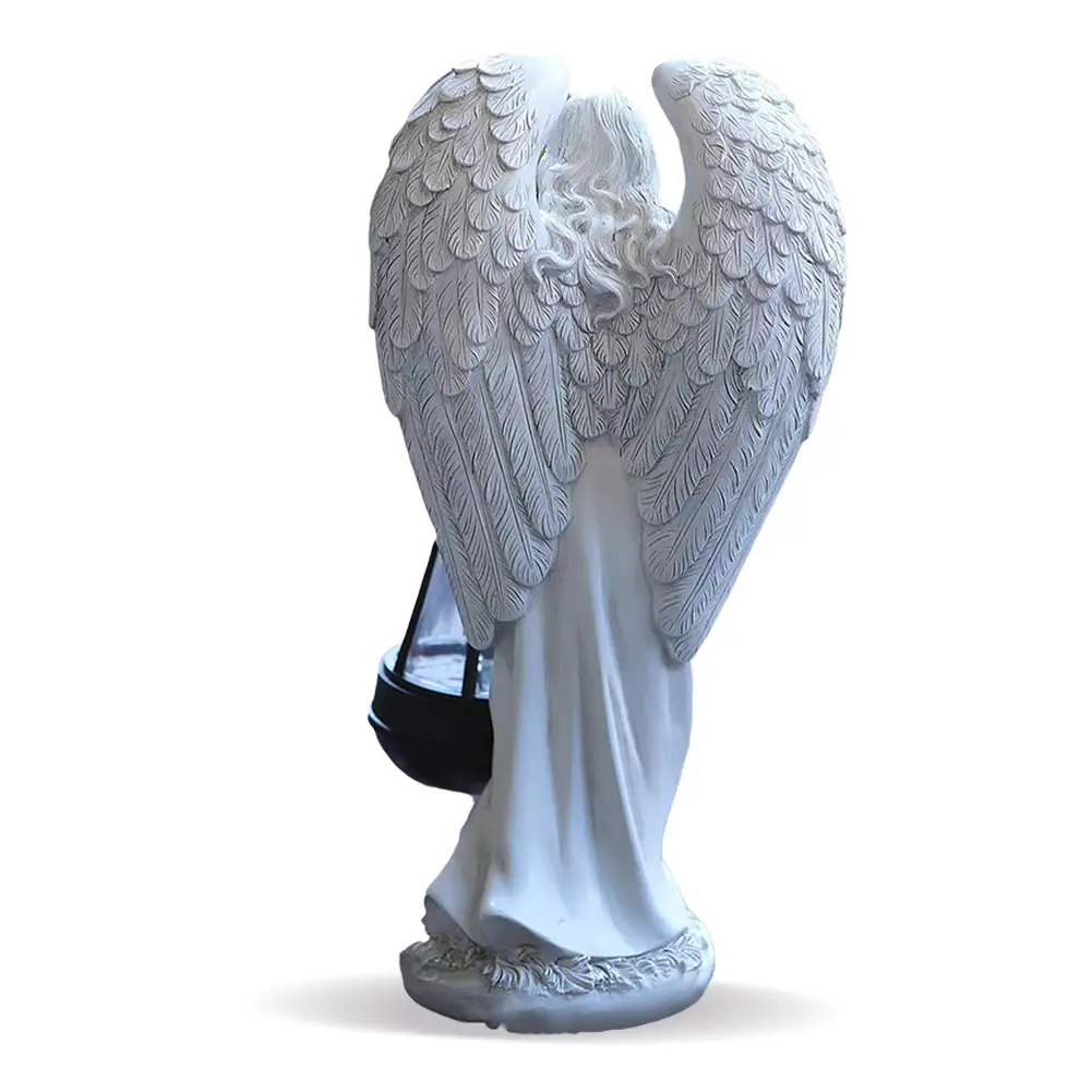 Solar Powered Angel Statue Light Waterproof Fairy Wings Statue Lamp Decorative Angel Figurine Lantern for Outside Yard Art Patio