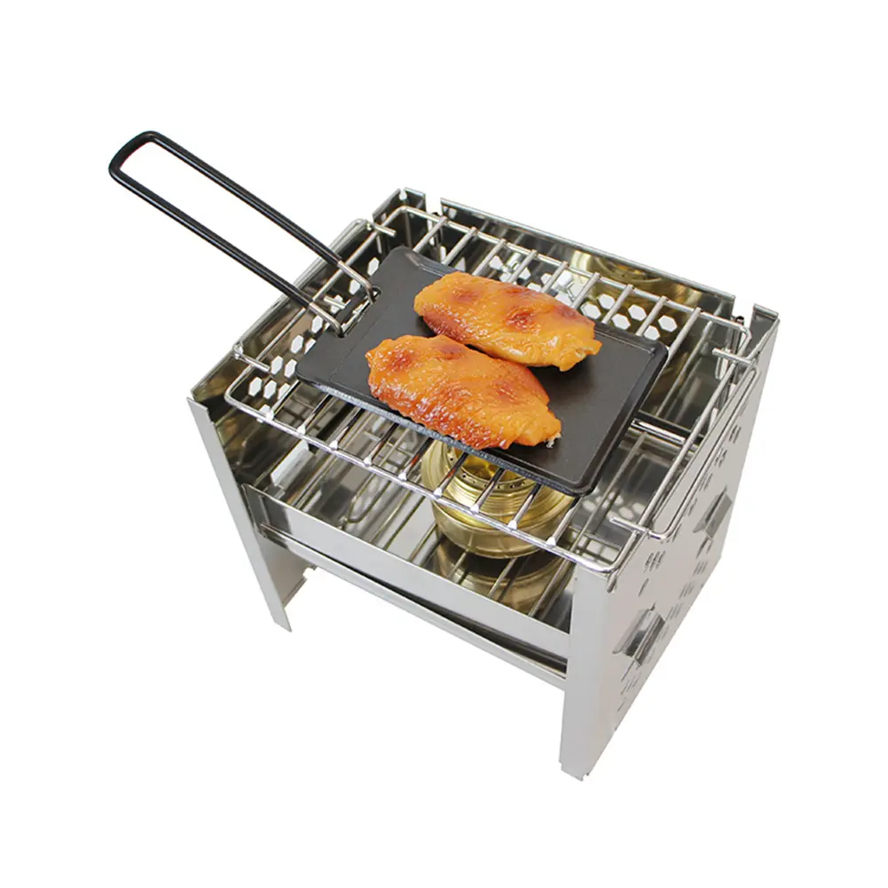 Rectangular Grill Pan with Detachable Handle Camping Frying Pan Multi-Purpose Baking Dishes Pans Outdoor Camping Cookware