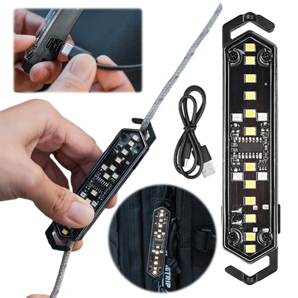 Wind Rope Buckle Light Type-C Charging Tent String Lamp IPX4 Waterproof Wind Rope Decoration Light for Outdoor Camping Picnic