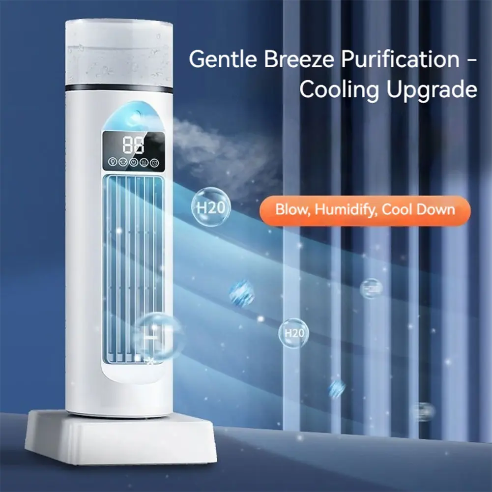 Portable Tower Fan 6 Speeds & Mist Bladeless Cooling Fan Small Air Conditioning Fan Oscillating Desk Fan Household Air Cooler