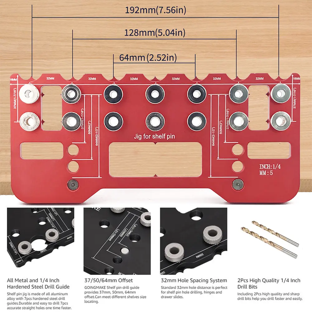 Pocket Hole Jig Kit Adjustable Shelf Pin Drilling Guide Jig Multi-Purpose Hinge Punch Locator Tool Adjust Opening Auxiliary Tool