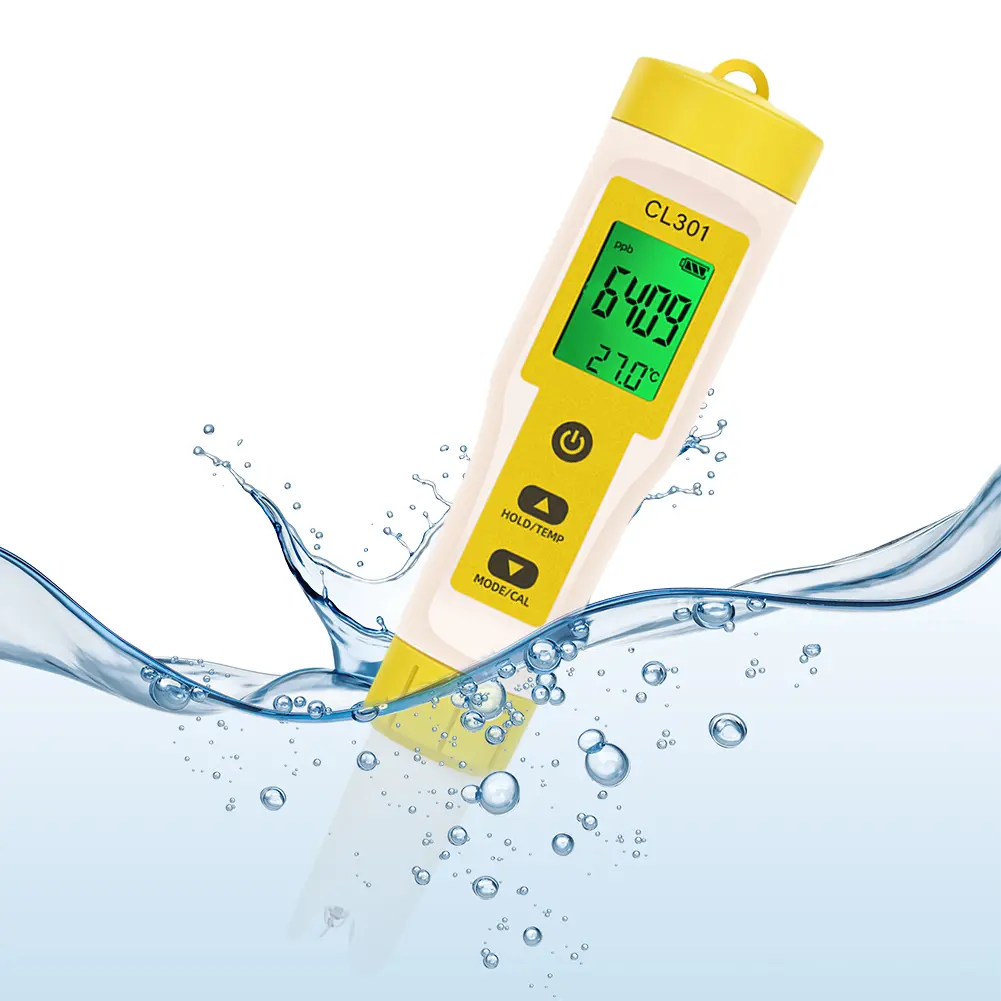 3 In 1 Intelligent Chlorin Meter Digital Display CL/H2/TEMP Test Meter Auto Calibration Pool Residual Chlorine Tester for Pools