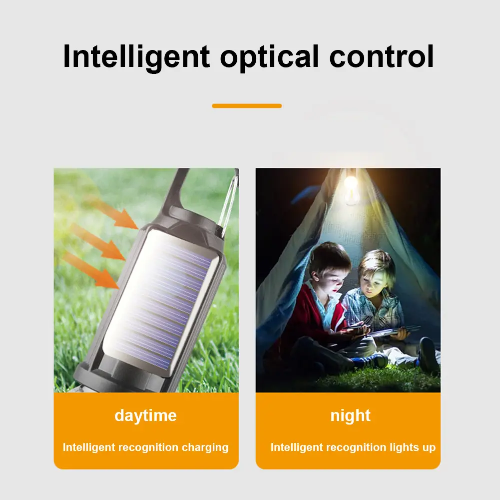 Solar Powered LED Camping Lamp USB Charging LED Lighting Lantern Waterproof BBQ Atmosphere Light 4 Gears for Outdoor BBQ Camping