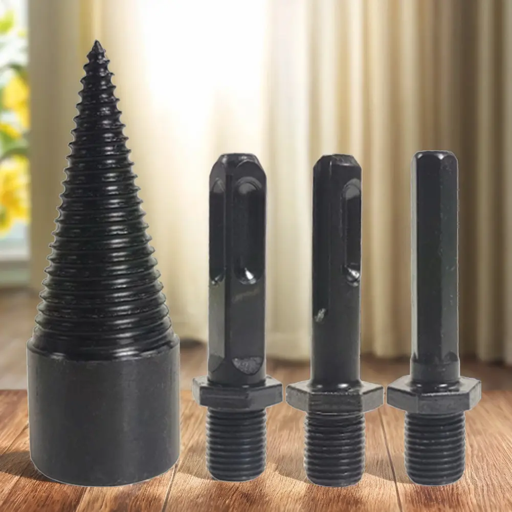 42mm Wood Drill Bit Splitter with Square/Round/Hex Shank Firewood Splitter Driller Firewood Splitting Drill Bit for Hammer Drill