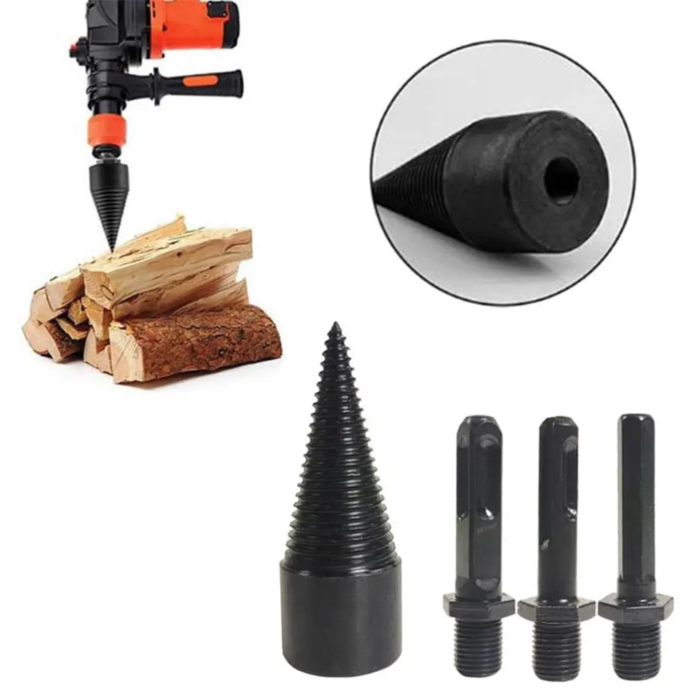 42mm Wood Drill Bit Splitter with Square/Round/Hex Shank Firewood Splitter Driller Firewood Splitting Drill Bit for Hammer Drill