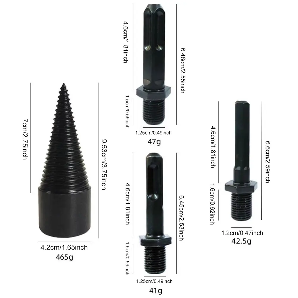 42mm Wood Drill Bit Splitter with Square/Round/Hex Shank Firewood Splitter Driller Firewood Splitting Drill Bit for Hammer Drill
