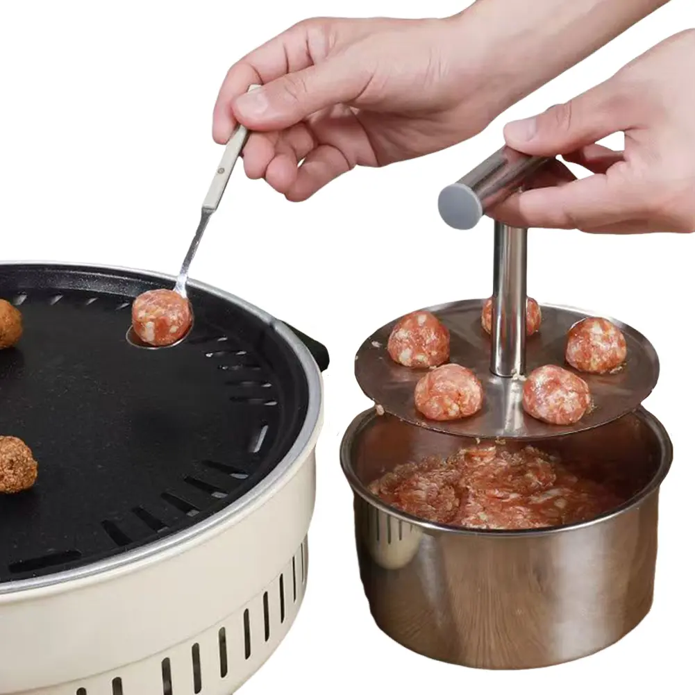 6/12 Holes Manual Meatball Shaper Stainless Steel Meatball Maker Mince Ball Shaper Meatball Press Mould Kitchen Tool Accessories