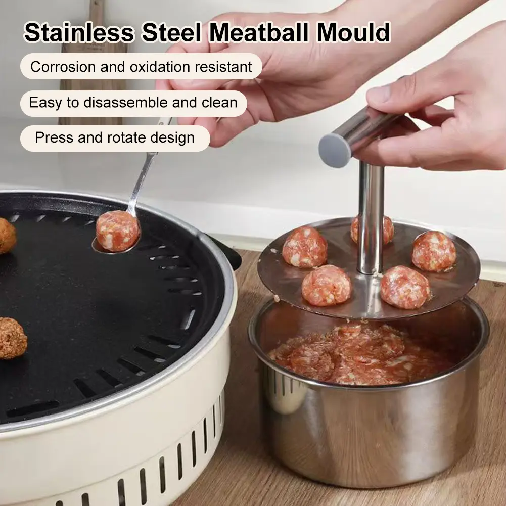 6/12 Holes Manual Meatball Shaper Stainless Steel Meatball Maker Mince Ball Shaper Meatball Press Mould Kitchen Tool Accessories