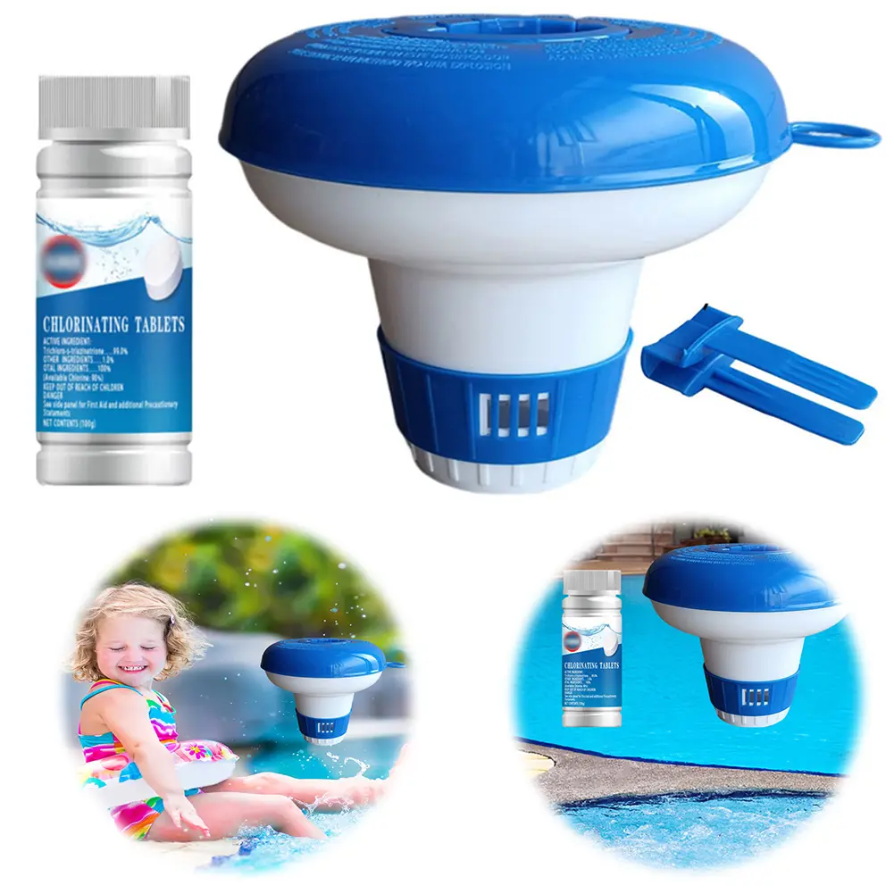 Floating Chlorine Dispenser Swim Pool Chlorine Floater with Clip Chlorine Floating Water Cleaner for Purify Swimming Pool Water